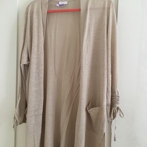 Linen drape-front Cardigan